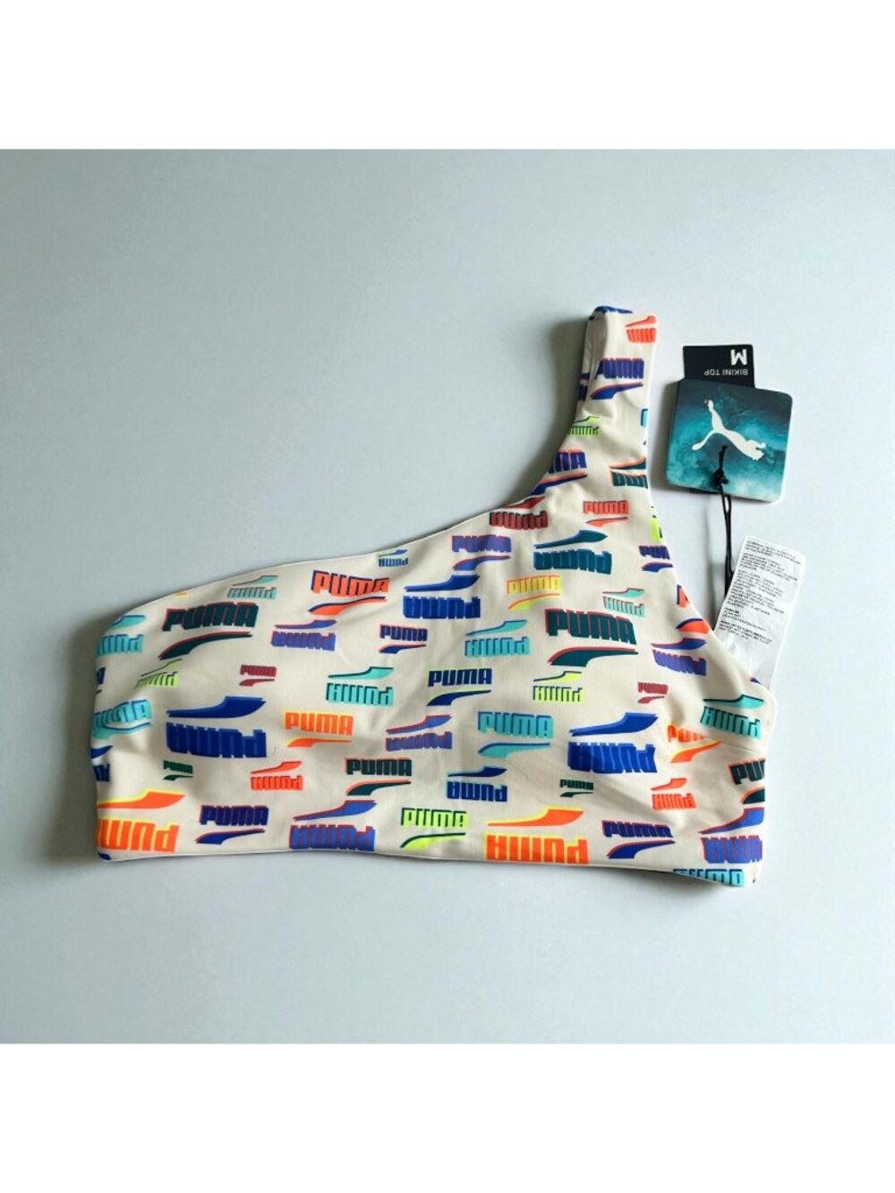 PUMA Women's Multicolor Logo One Strap Swim Bikini Top Size Medium NEW NWT